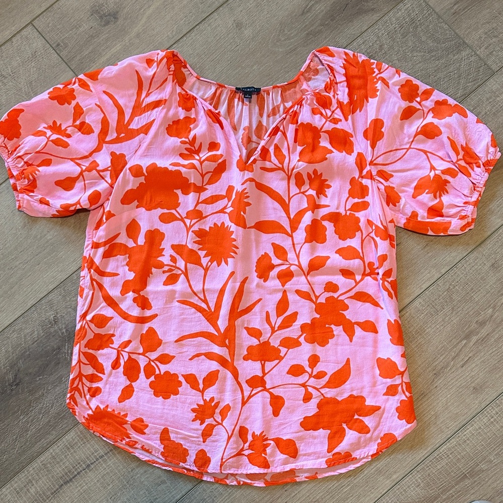 Talbots Pink and Orange Floral Blouse